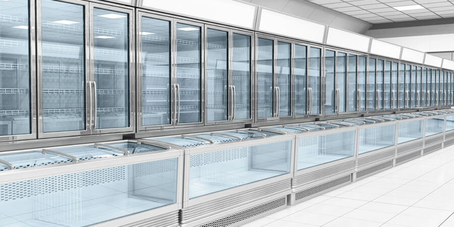 Commercial refrigeration units lined up